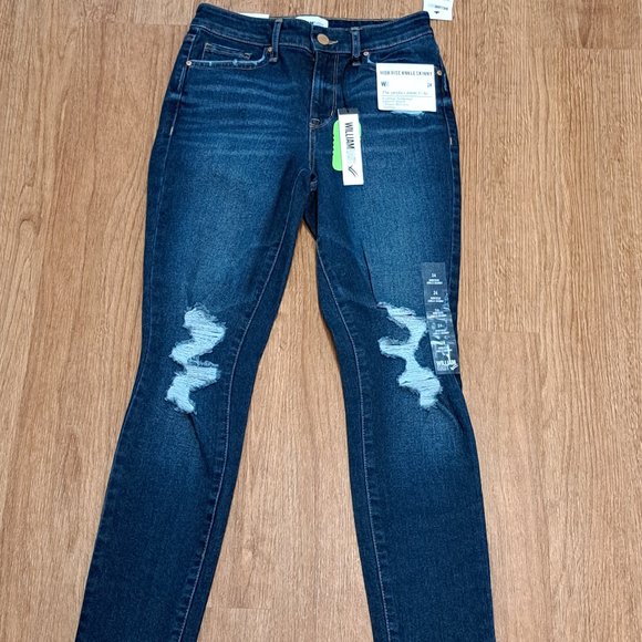 WR WilliamRast High Rise Ankle Skinny Truly Blue Size 24 NWT - Picture 1 of 10